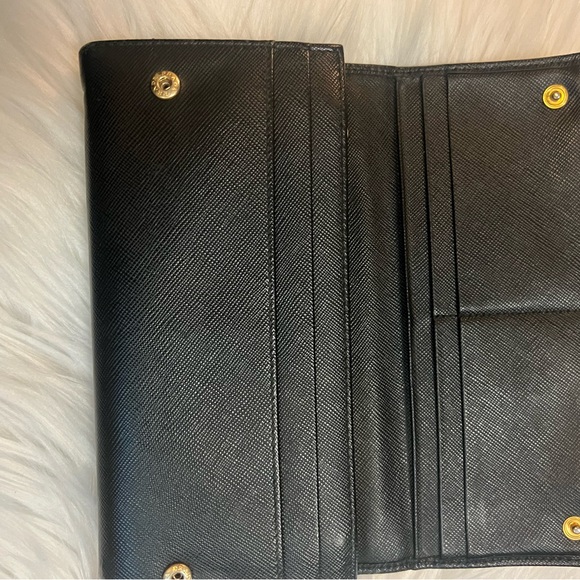 Prada black leather long wallet on chain ( adjustable strap). w gold hardware - Picture 15 of 16